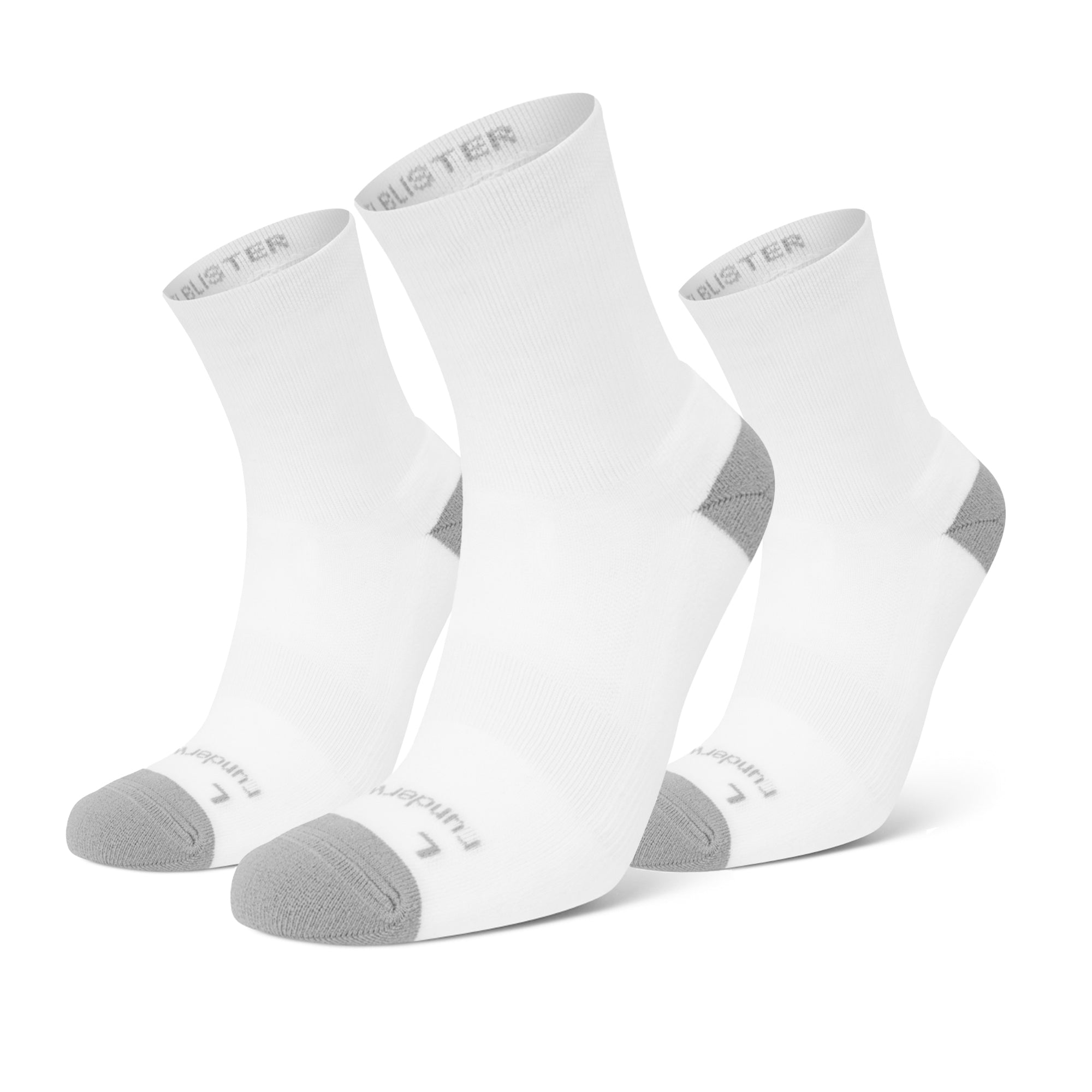 Anti Blister Running Socks - White/Grey (3 Pair pack-Multibuy)